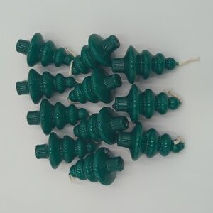 Vintage Christmas Tree Candle Set Of 12 Green Wax 2.5 Inch Festive Holiday